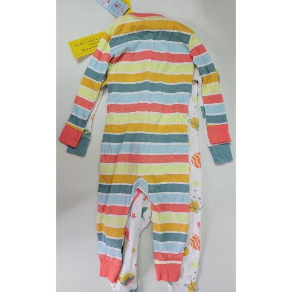 NWT Cat & Jack 18m Space & Stripes One Piece Pajamas Sleepwear Two Pack - Picture 4 of 7